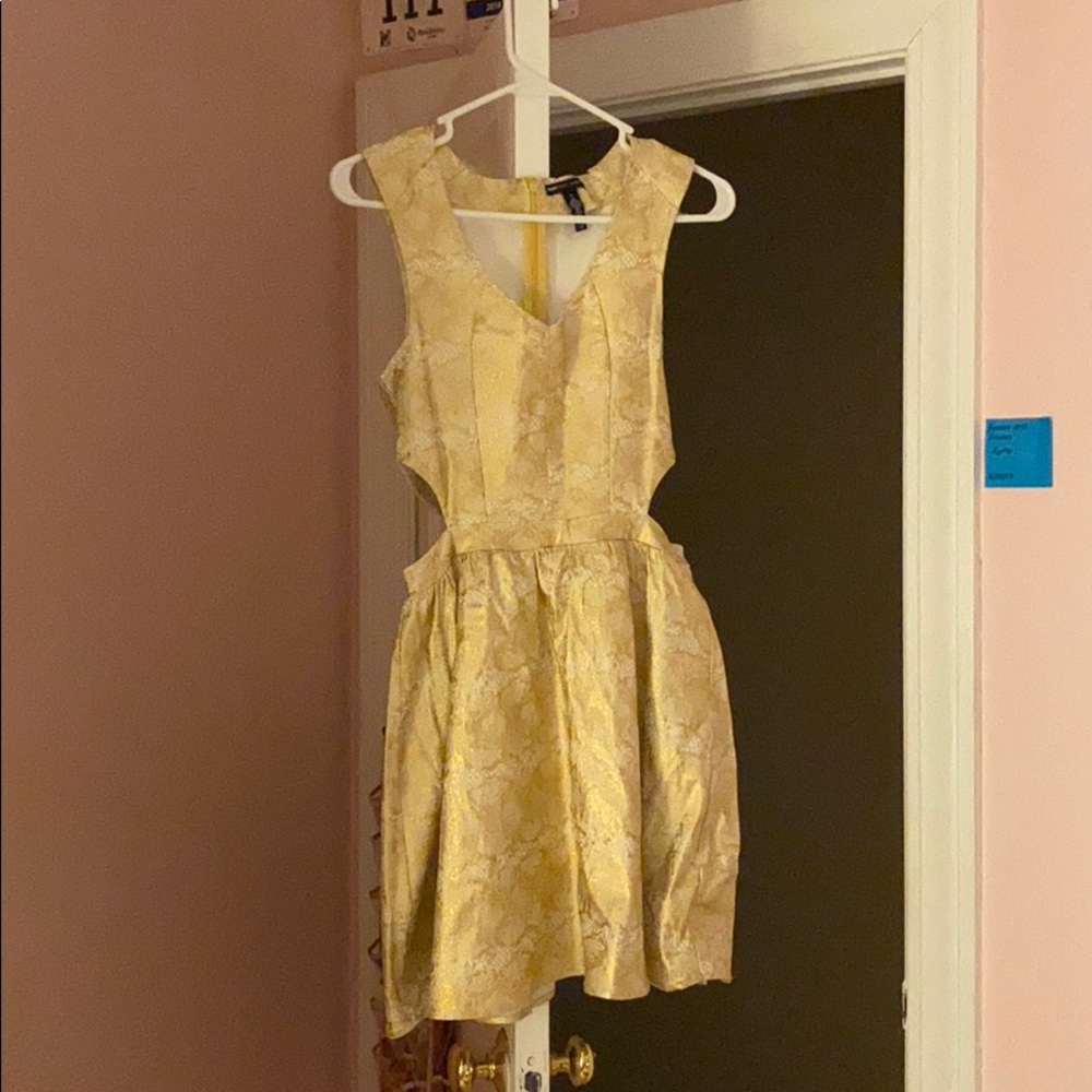 Gold reptile print party dress